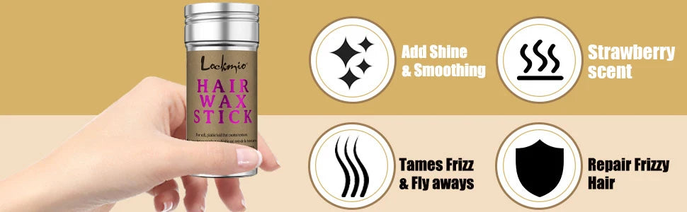 LOCKMIO Hair Wax Stick – Anti-Frizz Styling Wax for Flyaways & Wigs (Long-Lasting Hold)