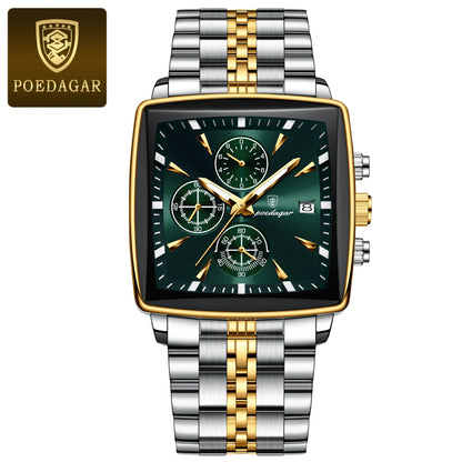 POEDAGAR Men’s Waterproof Chronograph Watch – Stainless Steel Quartz Watch