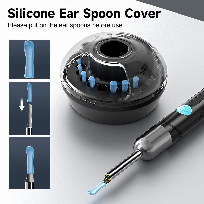 WiFi Endoscope 4.2mm 1080P Ear Picker Camera with Ear Spoon Base for iOS/Android Ear Cleaning Otoscope with Ear Wax Removal Tool