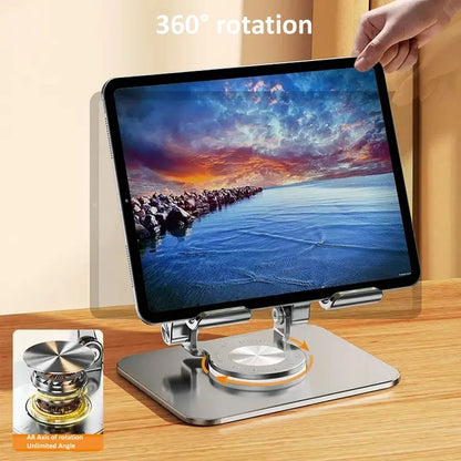 360° Rotating Tablet Stand – Adjustable Foldable Aluminum Holder for iPad & Phone