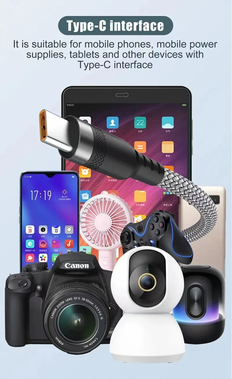 USB-C Fast Charging Cable 5A – Super Fast Charge for iPhone 15/16/17, Samsung, Huawei & More