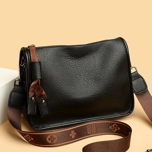 High Quality Genuine Leather Women’s Tote Bag – Soft Cowhide Shoulder & Crossbody Messenger Bag