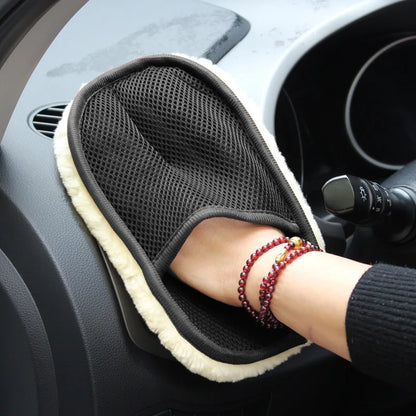 Soft Wool Car Wash Gloves – Plush Cleaning Mitt for Car & Motorcycle Care