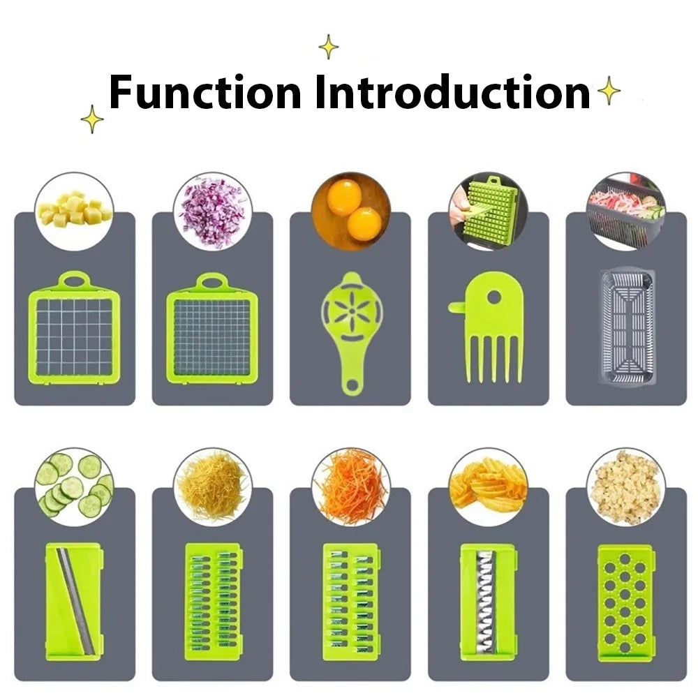 16-in-1 Vegetable Chopper & Slicer – Multifunction Food Cutter with Grater & Egg Separator