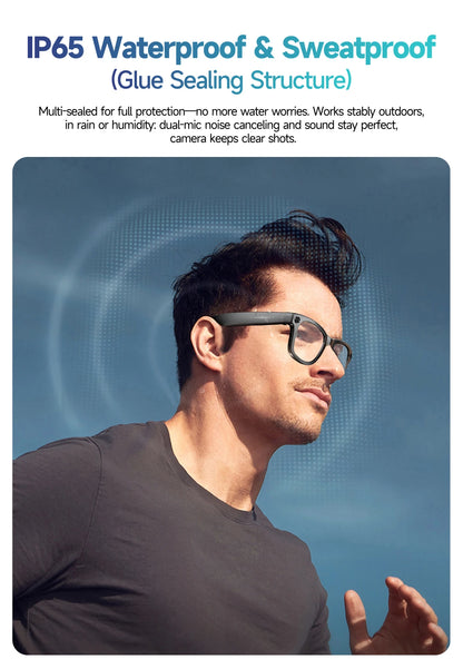 AI Smart Camera Glasses – Photo/Video Recording, Translation & Call Sunglasses (Waterproof)