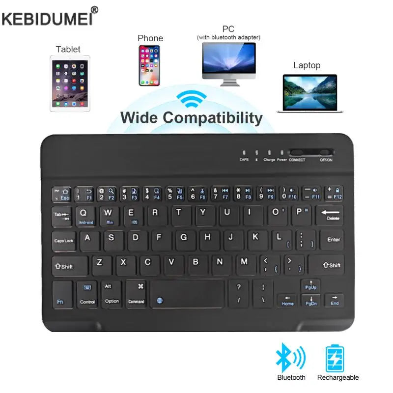 Mini Bluetooth Wireless Keyboard – Rechargeable for Laptop, Tablet & Phone (iOS/Android/Windows)