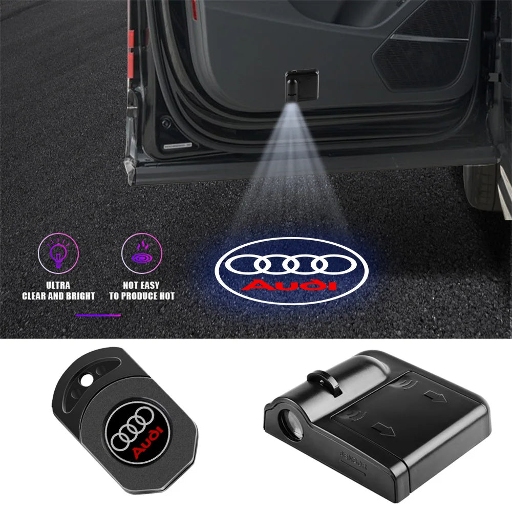 1/2PCS Auto Badge Door Decor Lamp Welcome Lights Wireless Laser Projector For Audis Sline TT A1 A2 A3 A4 A5 A6 A7 A8 8P B6 Q5 Q1