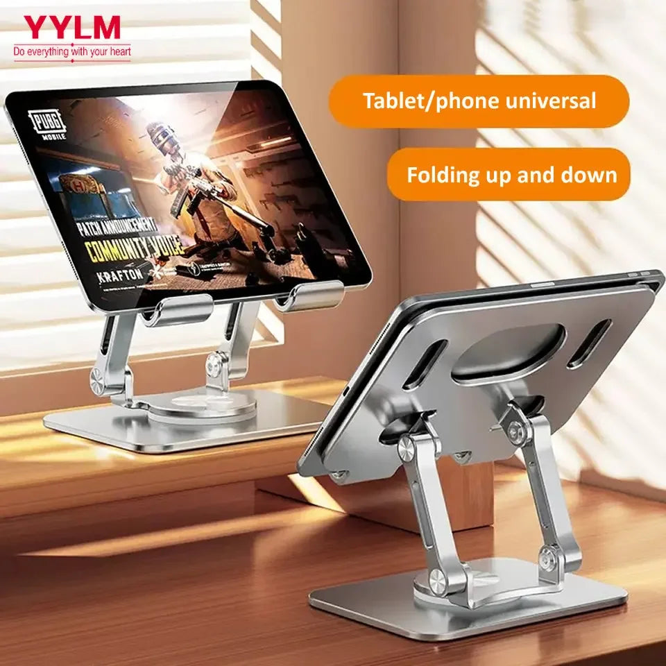 360° Rotating Tablet Stand – Adjustable Foldable Aluminum Holder for iPad & Phone