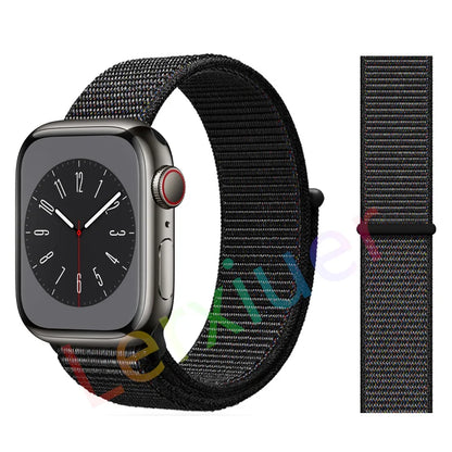 Nylon Loop Strap for Apple Watch Band 46mm 44mm 40mm 42mm 45mm 41mm 49mm 44 mm Bracelet iWatch Series Ultra 2 11 10 9 SE 7 6 5 4