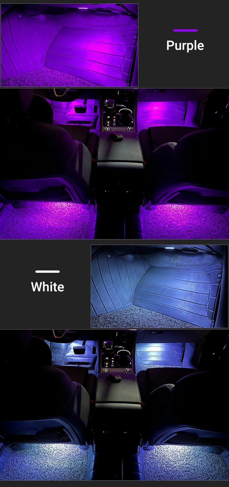 Car Interior Ambient LED Lights Kit (Footwell Lighting)