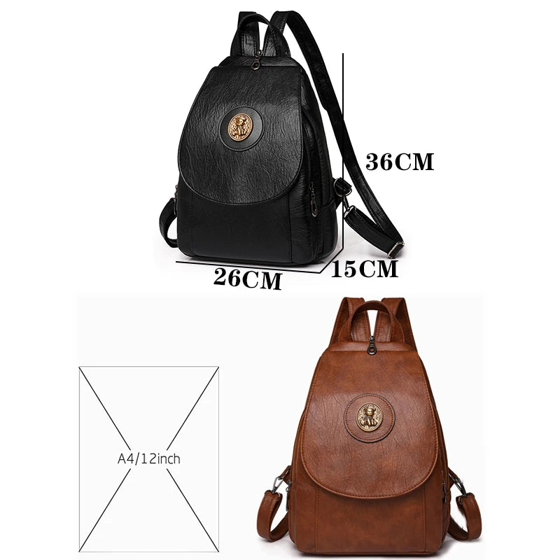 2024 Luxury Leather Large Capacity Backpack – Fashion Designer Travel & Book Bag