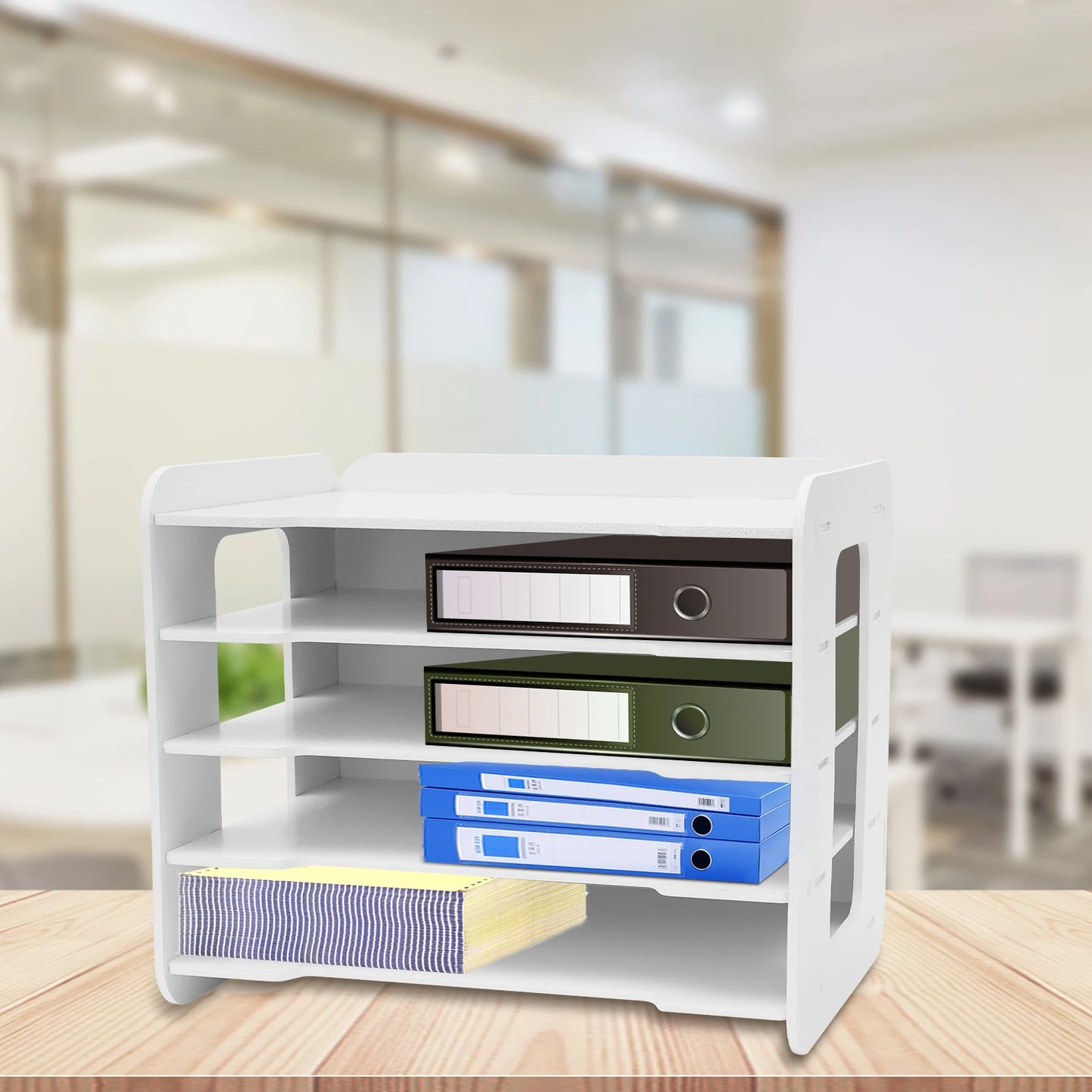 5-Tier Desktop Organizer, Tidy Storage Compartments, Desktop Storage Rack, 10kg Single-Layer Loading Letter Tray for Office Home