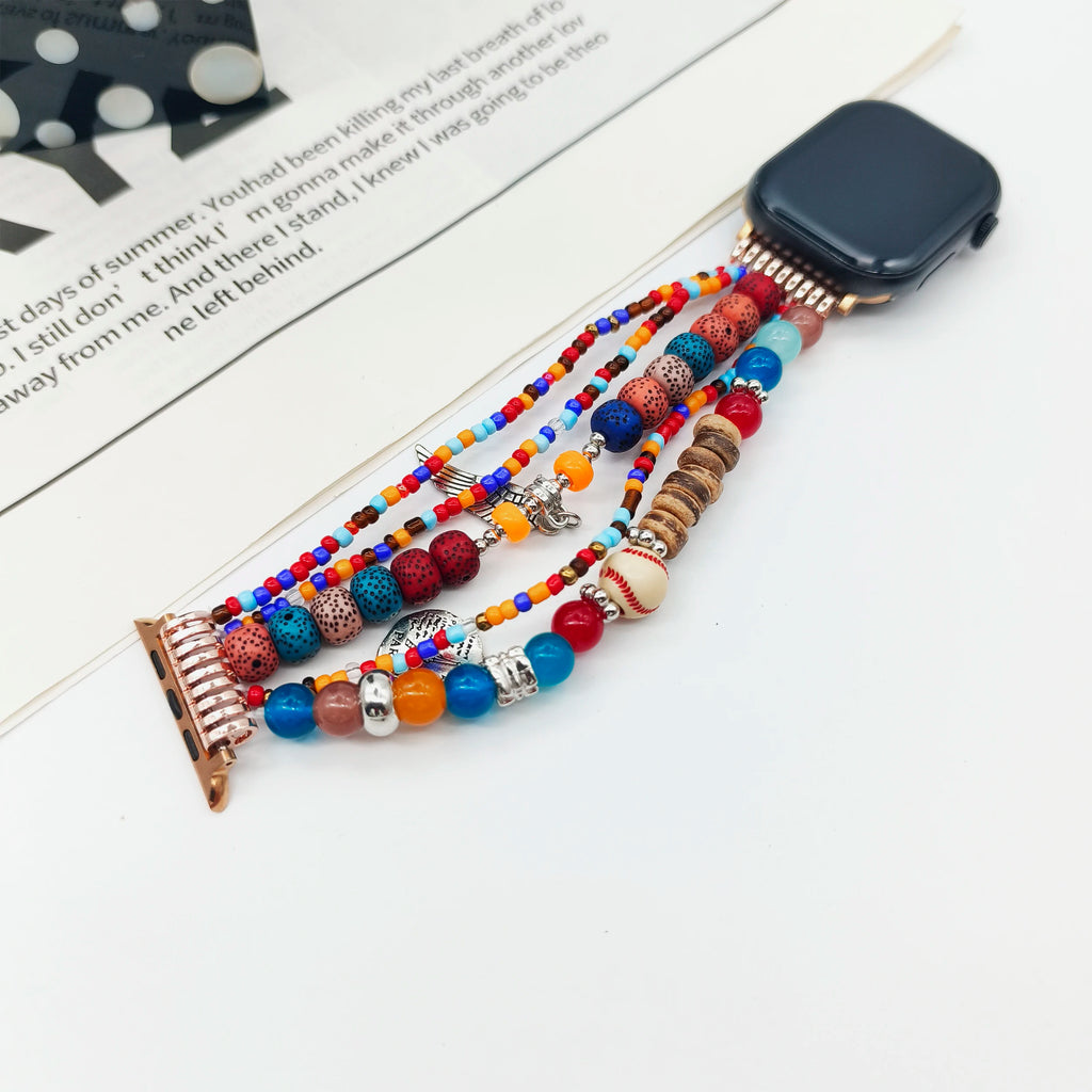 Handmade Beaded Bracelet Strap for Apple Watch Series 11, 10 & Ultra – Women’s Retro Band, 40–49mm