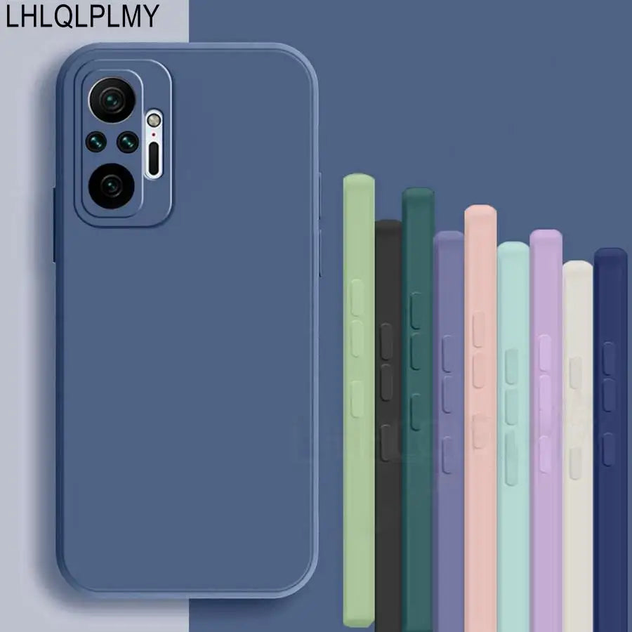 Square Liquid Silicone Soft Case For Xiaomi Redmi Note 10 5G 9 8 7 Pro 8T 9T 9S 10S 6 6A 8A 9A 9C Nfc Full Protection Cover