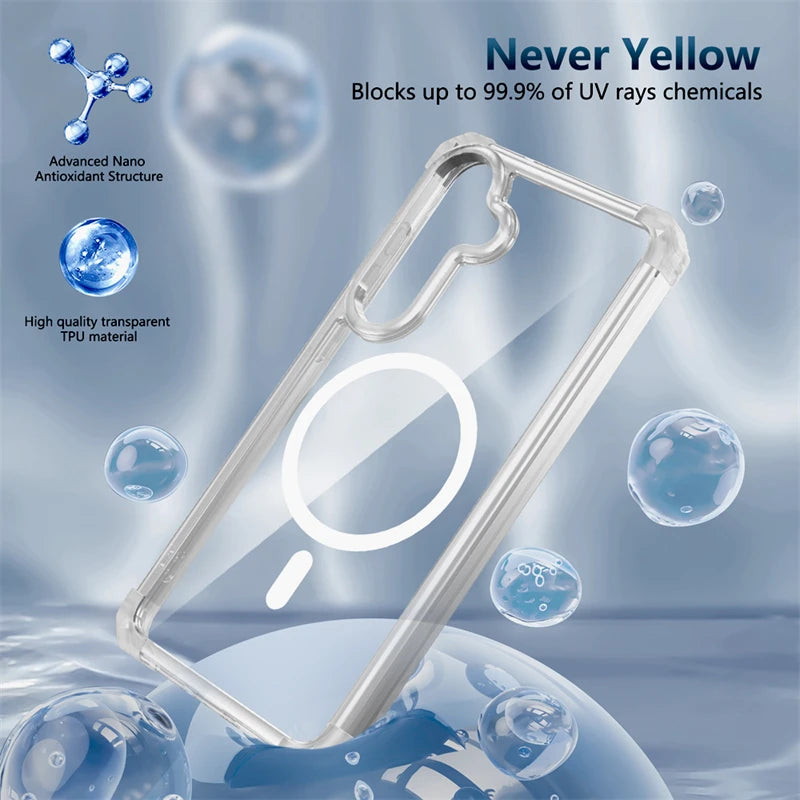 Shockproof Armor Transparent Case For Samsung Galaxy S26 S25 S24 S23 S22 Note 20 Ultra Plus FE S24FE S23FE Magsafe Charge Cover