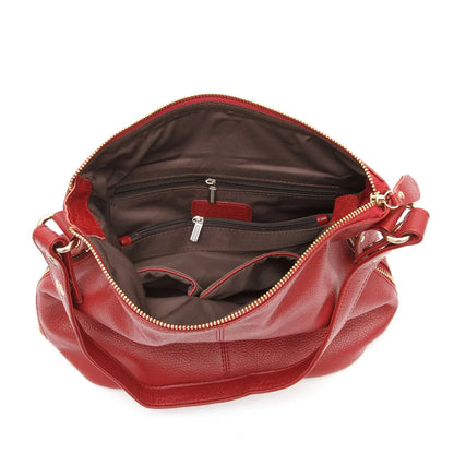 Zency Genuine Leather Women’s Hobo Bag – Elegant Medium Shoulder Handbag with Ring Detail