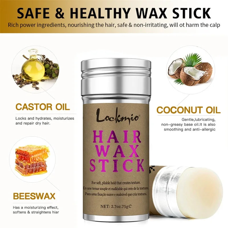 LOCKMIO Hair Wax Stick – Anti-Frizz Styling Wax for Flyaways & Wigs (Long-Lasting Hold)