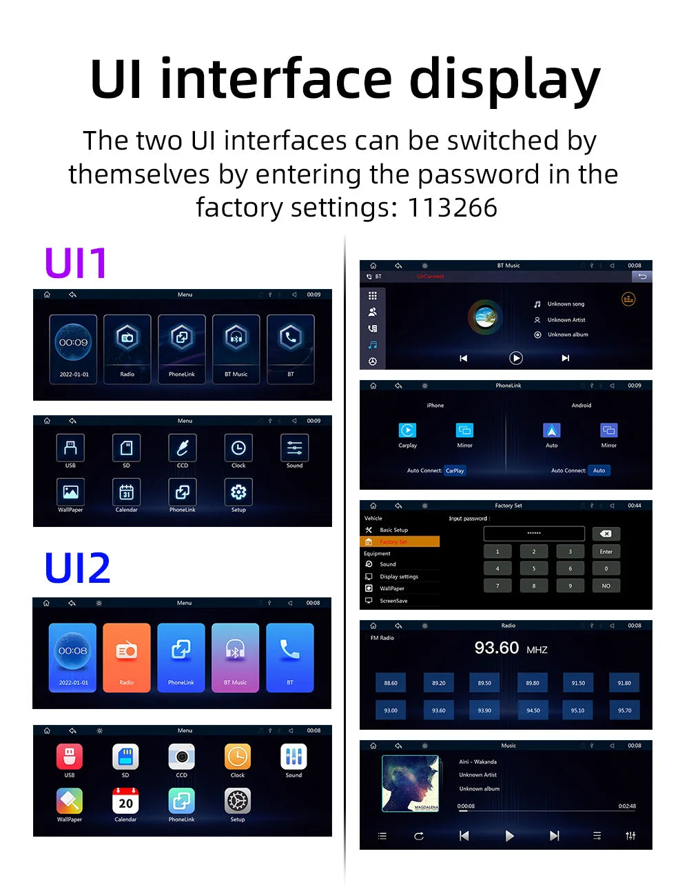 BQCC 10.26” Wireless CarPlay Screen – Portable Car Display with Rear Camera & Android Auto