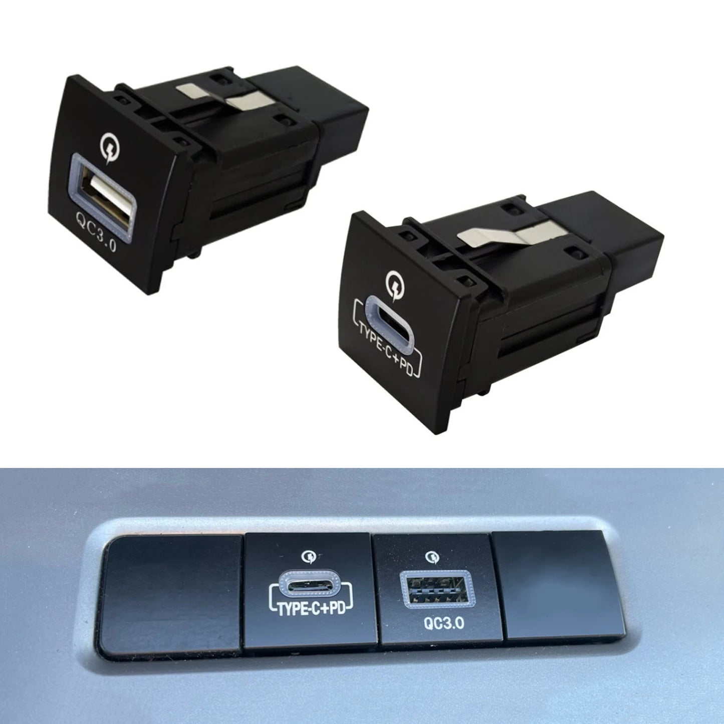 USB Car Charger Socket QC3.0 & Type-C PD for VW Golf 6, Jetta 5, Scirocco (2006–2012) – 12V/24V