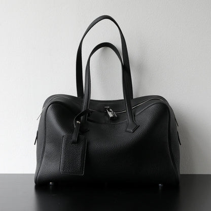 Premium Cowhide Boston Bag – Genuine Leather Large Capacity Women’s Bowling & Messenger Bag