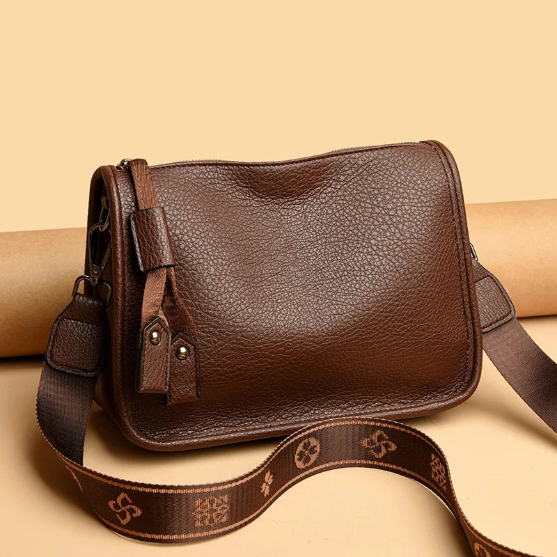 High Quality Genuine Leather Women’s Tote Bag – Soft Cowhide Shoulder & Crossbody Messenger Bag