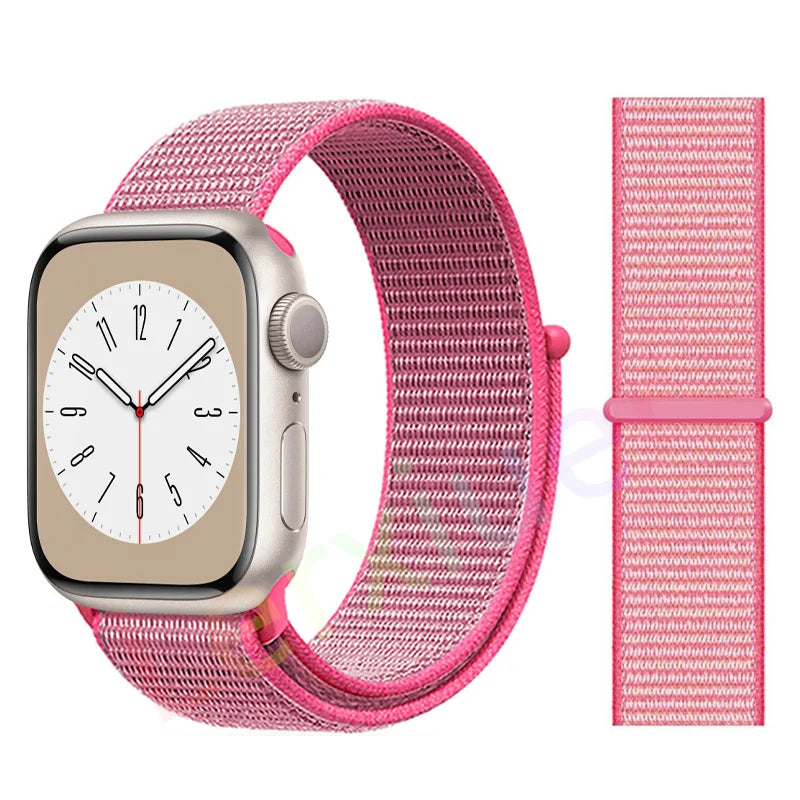 Nylon Loop Strap for Apple Watch Band 46mm 44mm 40mm 42mm 45mm 41mm 49mm 44 mm Bracelet iWatch Series Ultra 2 11 10 9 SE 7 6 5 4