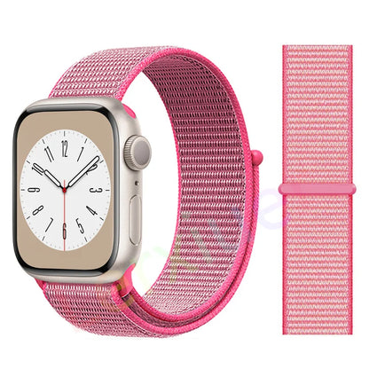 Nylon Loop Strap for Apple Watch Band 46mm 44mm 40mm 42mm 45mm 41mm 49mm 44 mm Bracelet iWatch Series Ultra 2 11 10 9 SE 7 6 5 4