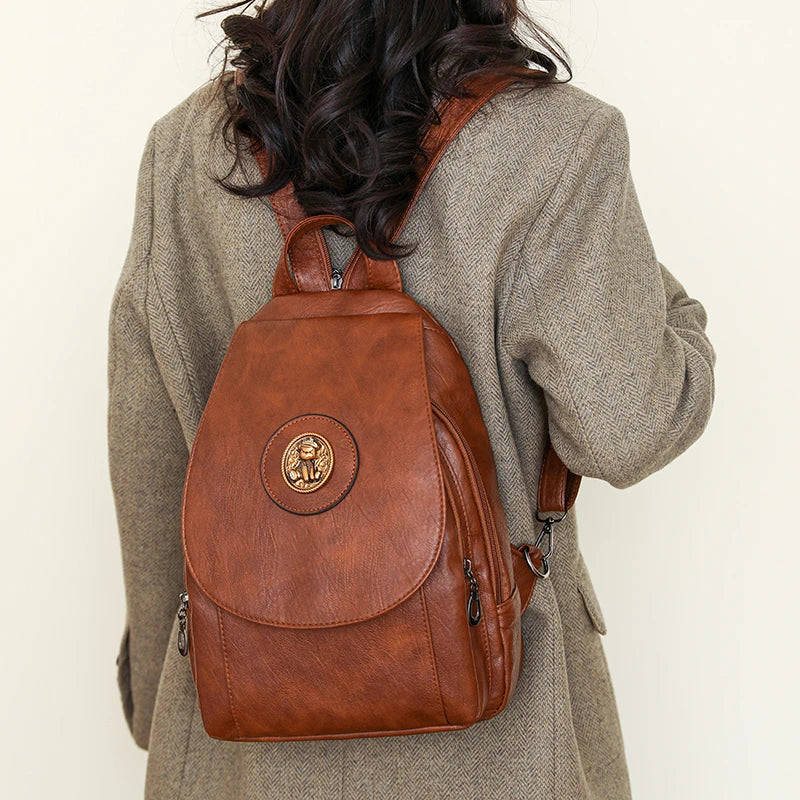 2024 Luxury Leather Large Capacity Backpack – Fashion Designer Travel & Book Bag