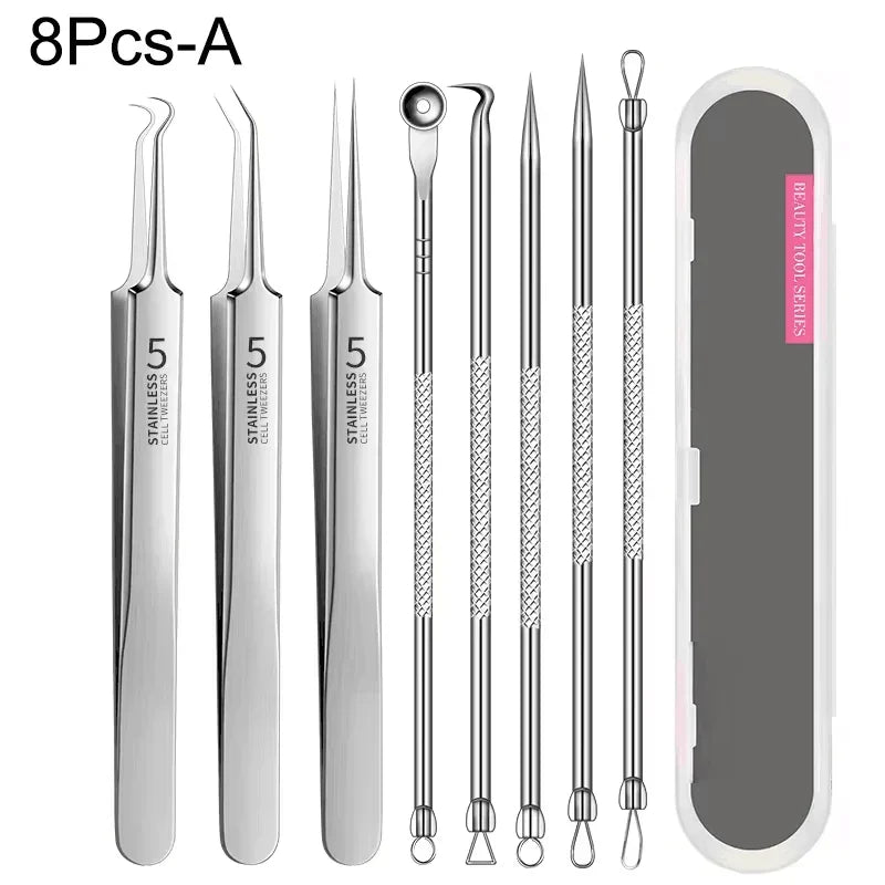 4–11PCS Blackhead Removal Tool Kit – Tweezers & Acne Needle Set