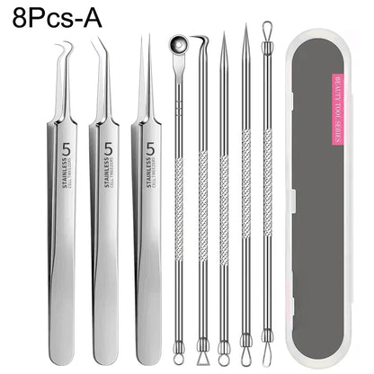 4–11PCS Blackhead Removal Tool Kit – Tweezers & Acne Needle Set