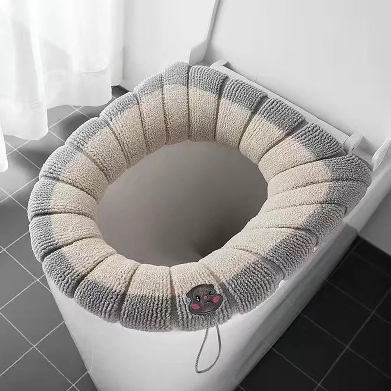 Universal Toilet Seat Cover – Soft Warm Pumpkin Pattern Cushion (Bathroom Accessory)