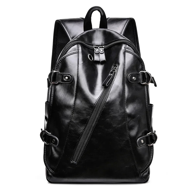 soft PU leather vintage casual backpack for men large capacity travel backpack male laptop shoulder bag waterproof work backpack