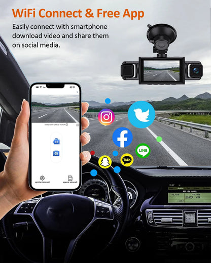 Car Dash Cam 4 Channel Black Box WiFi Driving Camera FHD 1080P Front Left Right Rear Night Vision Loop Recording add Hardwirekit