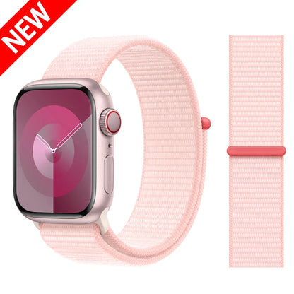Nylon Loop Strap for Apple Watch Band 46mm 44mm 40mm 42mm 45mm 41mm 49mm 44 mm Bracelet iWatch Series Ultra 2 11 10 9 SE 7 6 5 4