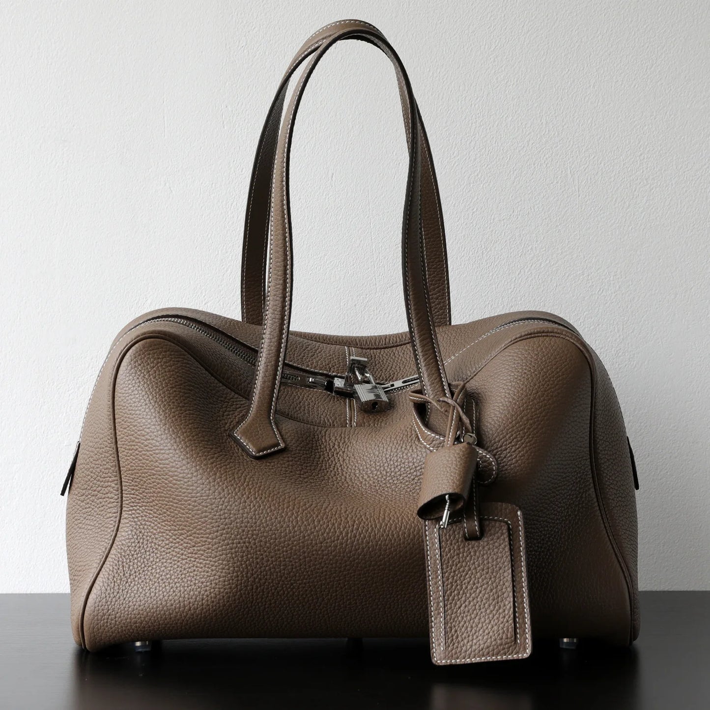 Premium Cowhide Boston Bag – Genuine Leather Large Capacity Women’s Bowling & Messenger Bag