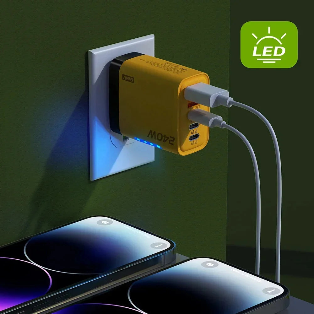 240W GaN USB-C Charger 5-in-1 – Fast Charging Power Adapter (EU/US Plug)