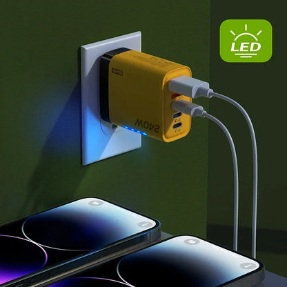 240W GaN USB-C Charger 5-in-1 – Fast Charging Power Adapter (EU/US Plug)