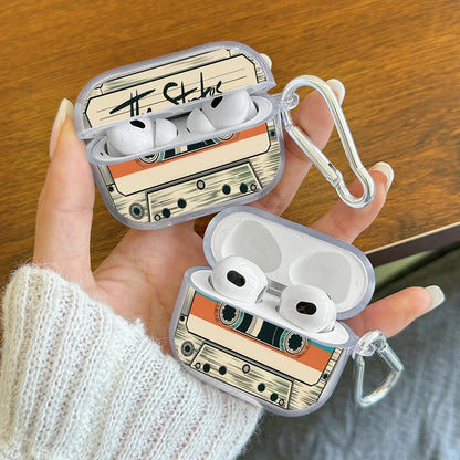 Shockproof Clear Earphone Case for AirPods Pro3/Pro2/Pro Vintage Cassette Tape Earbuds Case For AirPods 4/3/2/1 Protective Cover