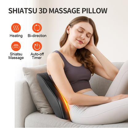 Shiatsu 3D Massage Pillow – Electric Neck, Back & Shoulder Massager with Heat