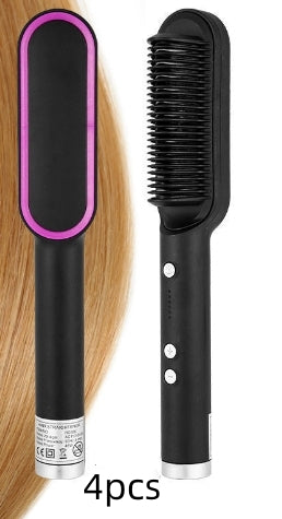 2-in-1 Hair Straightener & Curling Brush (Negative Ion)