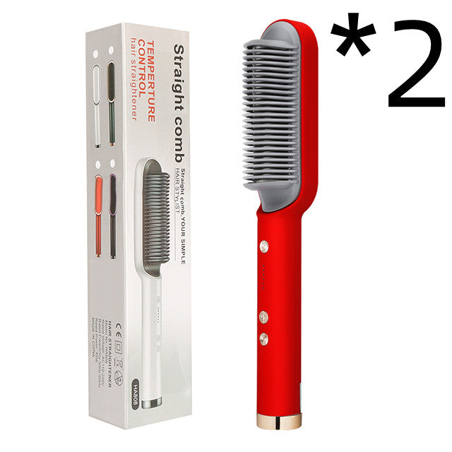 2-in-1 Hair Straightener & Curling Brush (Negative Ion)