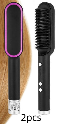 2-in-1 Hair Straightener & Curling Brush (Negative Ion)