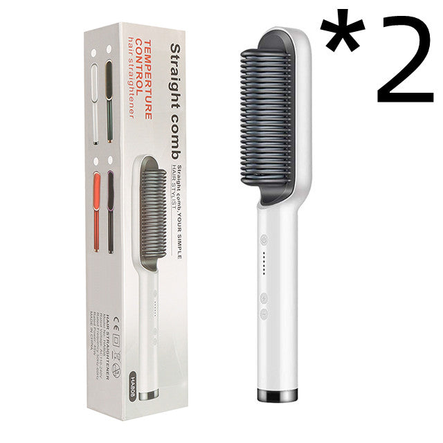 2-in-1 Hair Straightener & Curling Brush (Negative Ion)