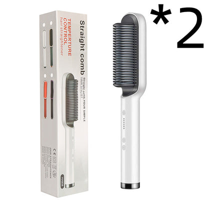 2-in-1 Hair Straightener & Curling Brush (Negative Ion)