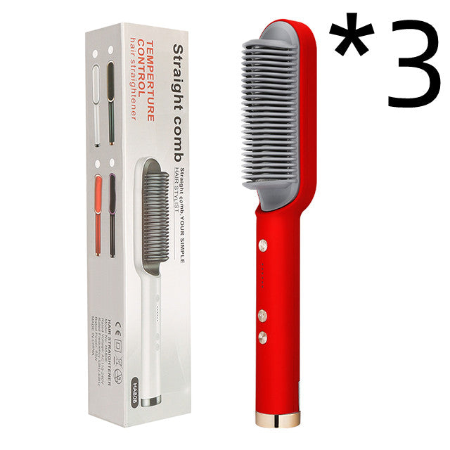 2-in-1 Hair Straightener & Curling Brush (Negative Ion)