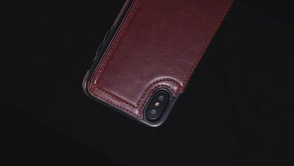 Wallet Double Button With Card Slot Stand Flip Leather Case For iPhone 16e 16 Pro Max 15 Plus 14 13 12 Mini 11 SE3 SE2 X XR 8 7