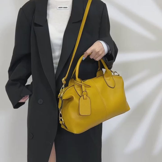 Genuine Brand Soft Leather Shoulder Bag For Women Casual Tote Bag Female Solid Color Purse Simple Design Handbag Commuting Sac